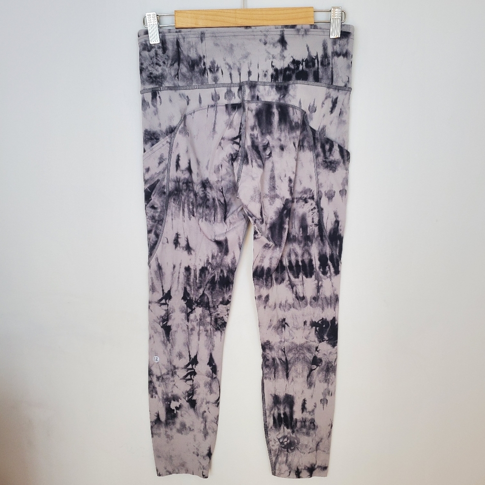 Lululemon Fast and Free Tight II 25" Game Day Dark Chrome Black Multi Size 8